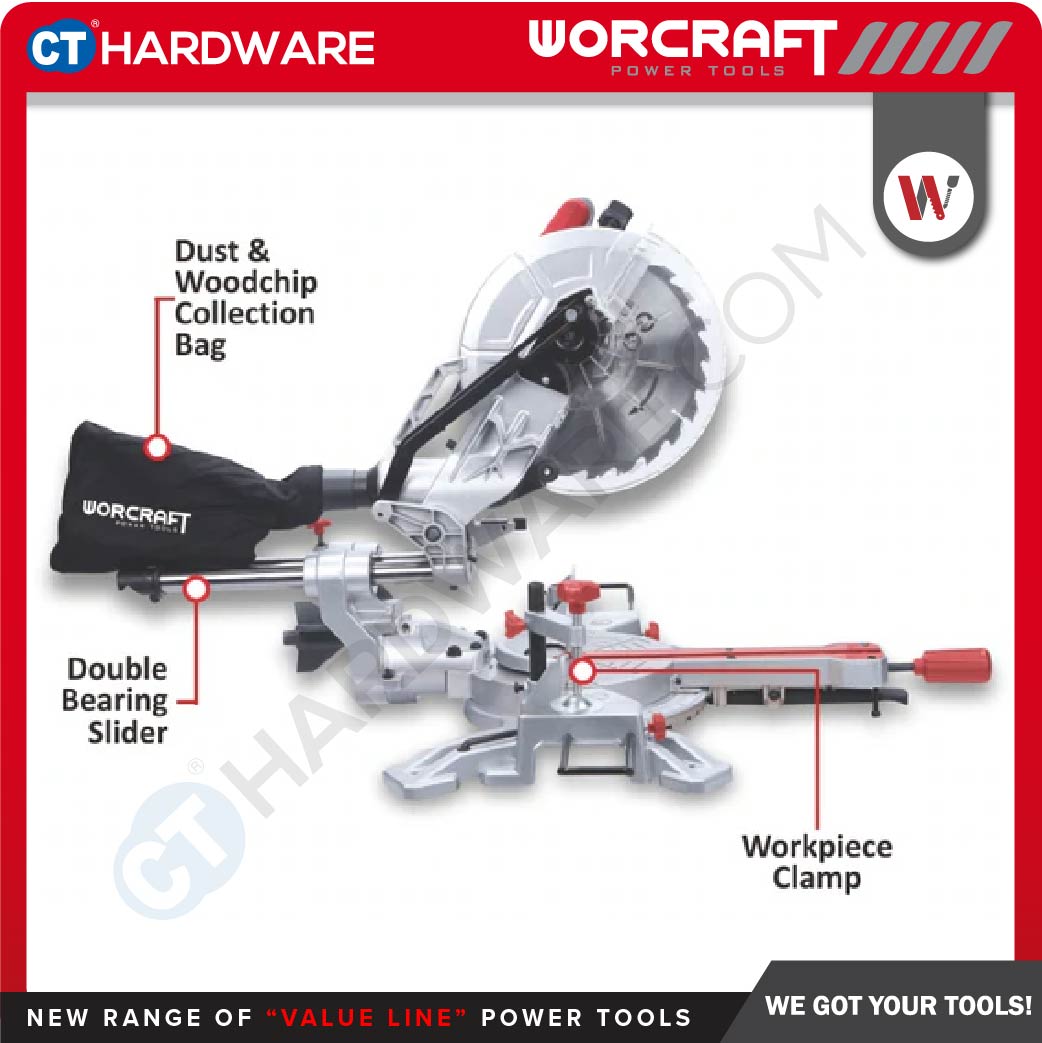WORCRAFT MST20-255 SLIDING MITRE SAW 10" | 2000W (MST20255)