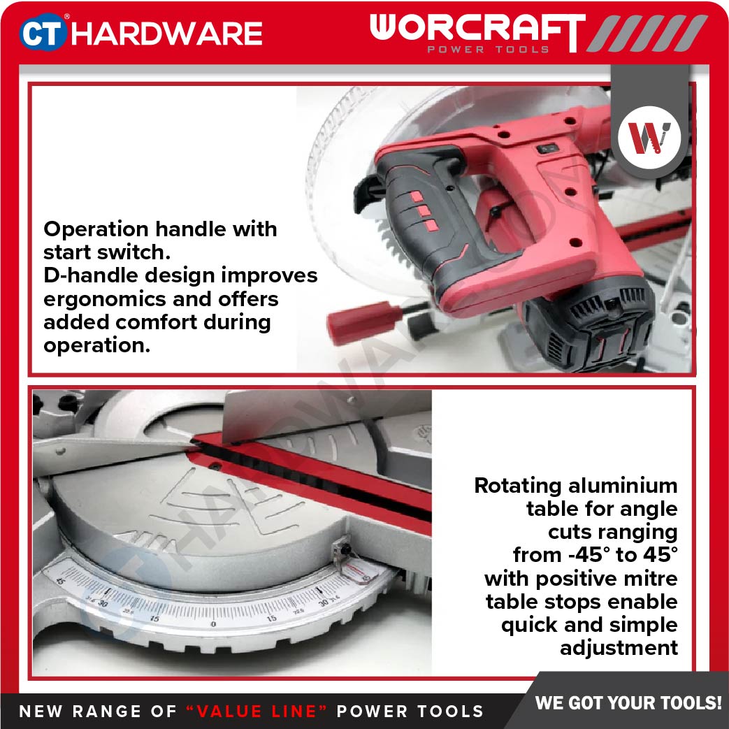 WORCRAFT MST20-255A SLIDING MITRE SAW 10" | 2000W (MST20255A)