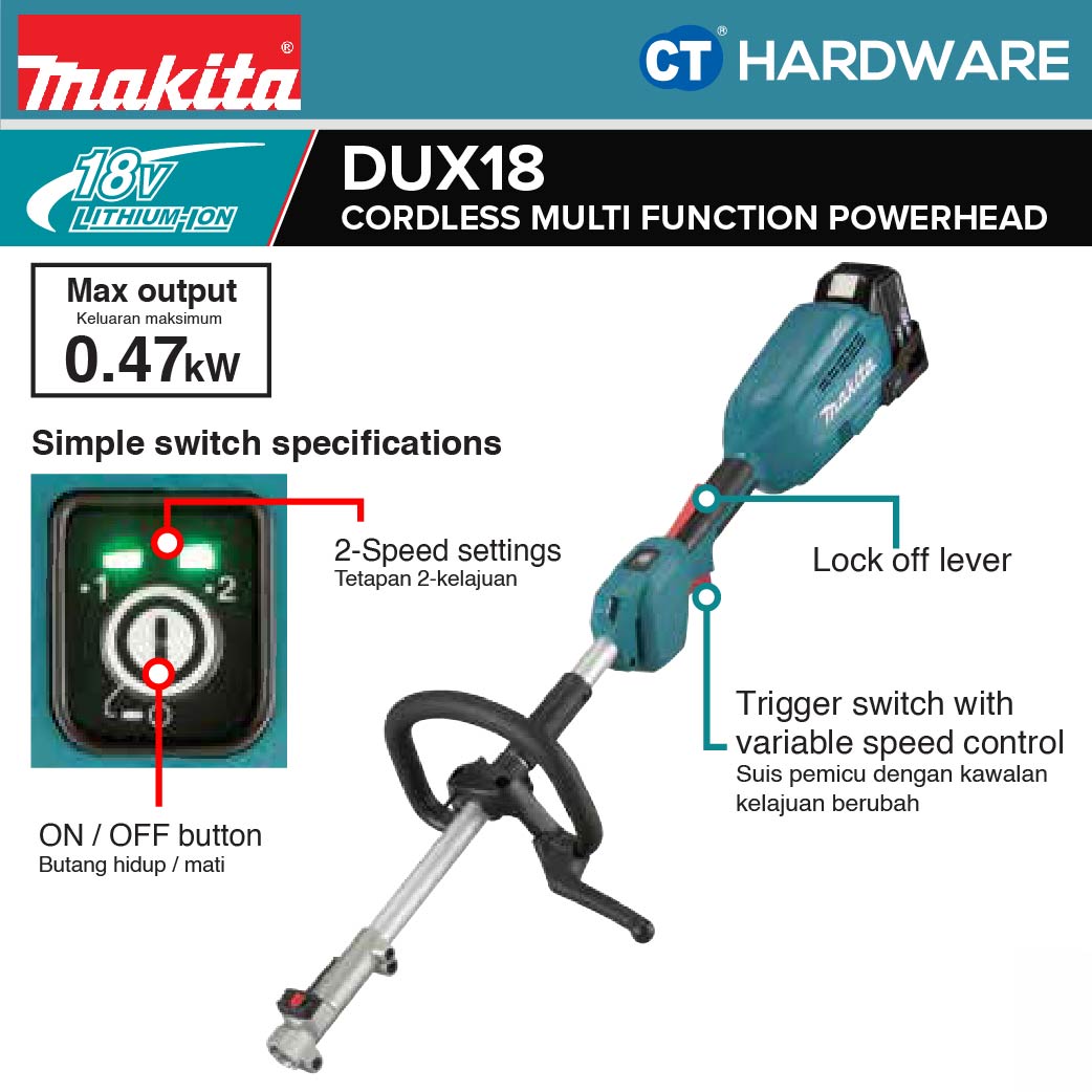 Makita DUX18RGX4/ Z LXT 18V Cordless Brushless Multi Function Power Head (Body Only | 1-Battery)