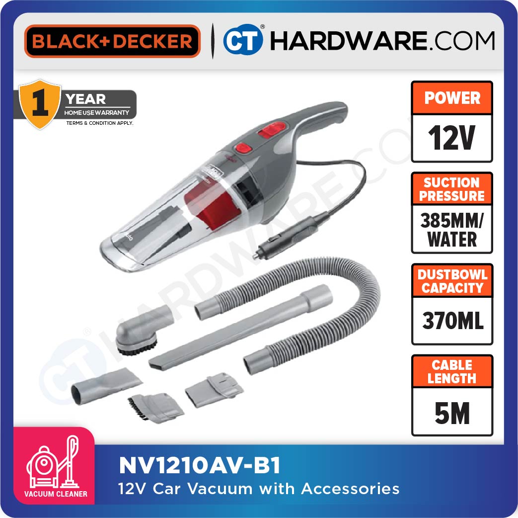 BLACK+DECKER NV1210AV Handheld Dustbuster Car Vacuum 12V C/W Accessories Kit 370ml