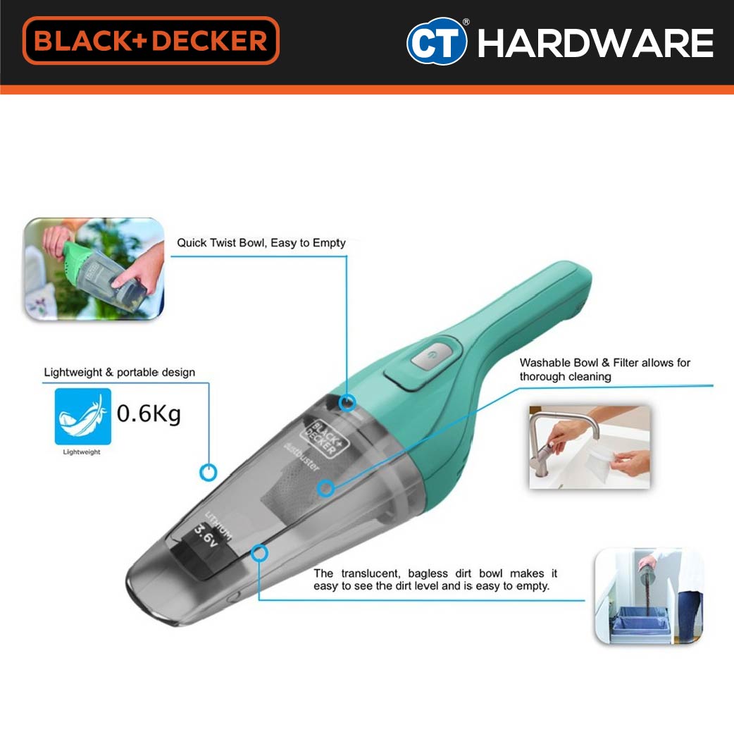 BLACK+DECKER NVB115JM HANDHELD VACUUM CLEANER CYCLONIC DUSTBUSTER (3.6V)
