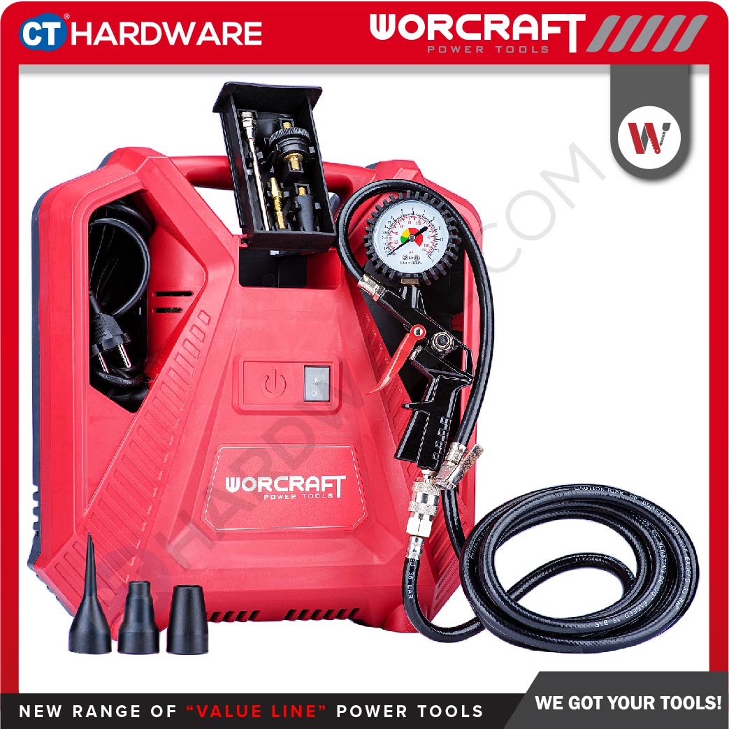 WORCRAFT PAC11-180 OILESS PORTABLE AIR COMPRESSOR 1.5HP | 180L/MIN | 8BAR | 3550RPM (DIRECT COUPLER) (PAC11180)