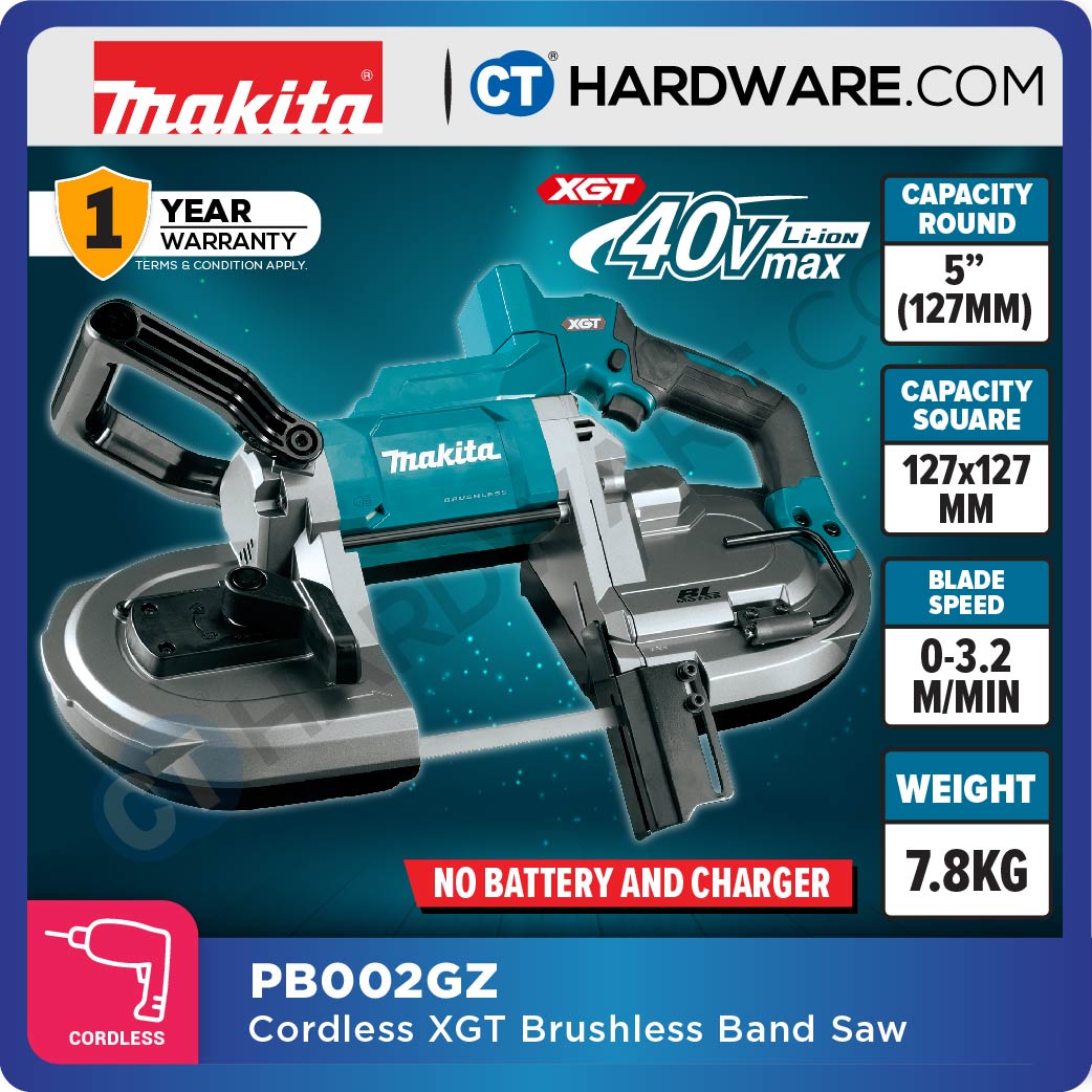 Makita PB002GZ/ GM201 XGT 40Vmax Cordless Portable Band Saw 5" 127mm (Body Only | 2-Battery)