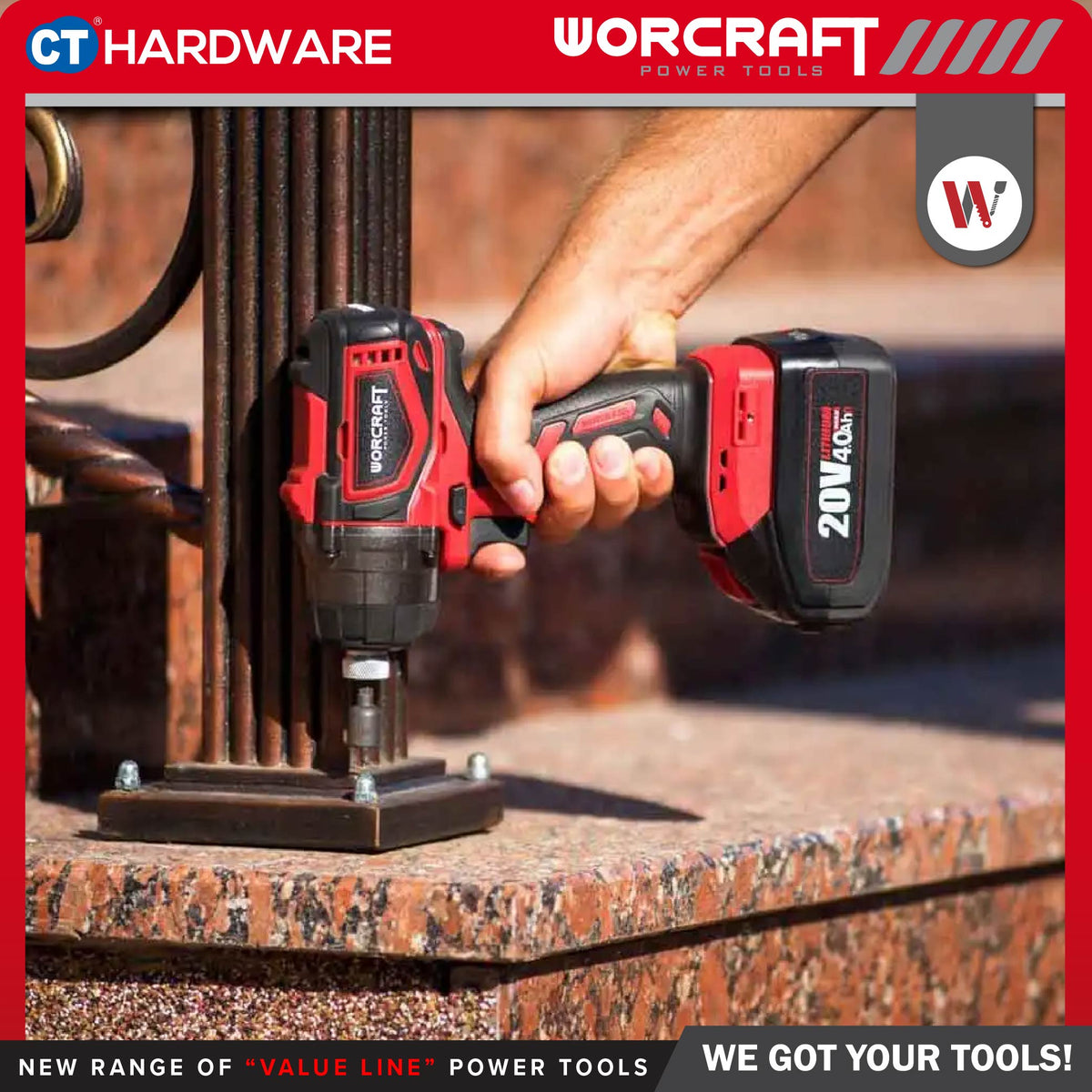 Worcraft CIS-S20LiB-260 20V Cordless Brushless Impact Screwdriver 1/4" 100/260Nm