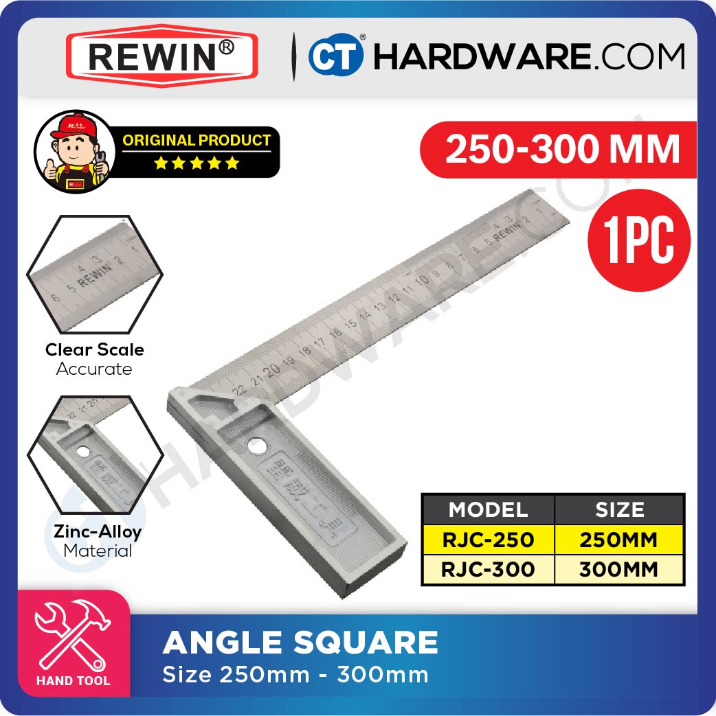 REWIN RJC250 ANGLE SQUARE 250MM ( ZINC ALLOY ) TRY SQUARE