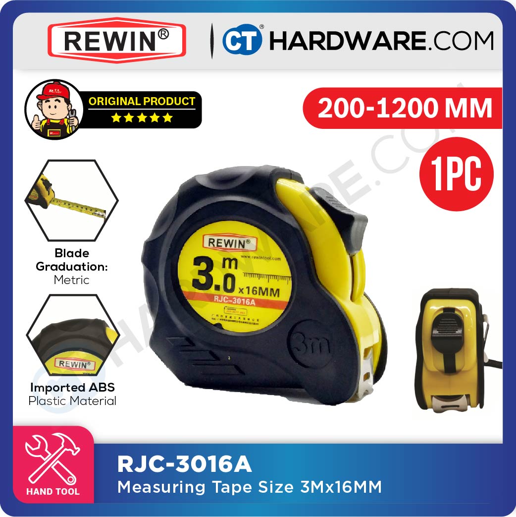 REWIN RJC3016A | RJC5025A | RJC7525A MEASURING TAPE METRIC SIZE 3Mx16MM | 5Mx25MM | 7.5Mx25MM - 1PC