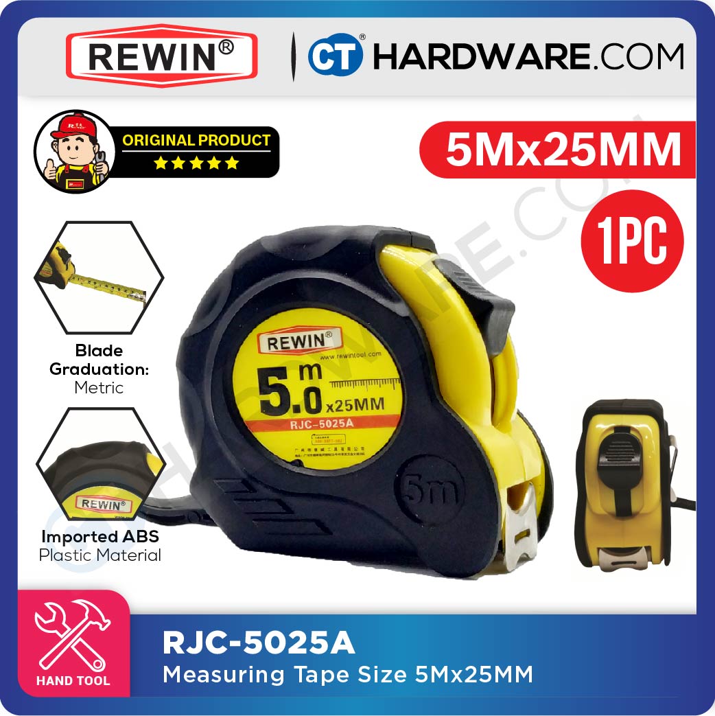REWIN RJC3016A | RJC5025A | RJC7525A MEASURING TAPE METRIC SIZE 3Mx16MM | 5Mx25MM | 7.5Mx25MM - 1PC