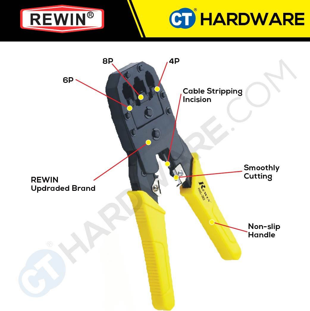 REWIN RWL383 Modular Crimping Tool 4P/6P/8P