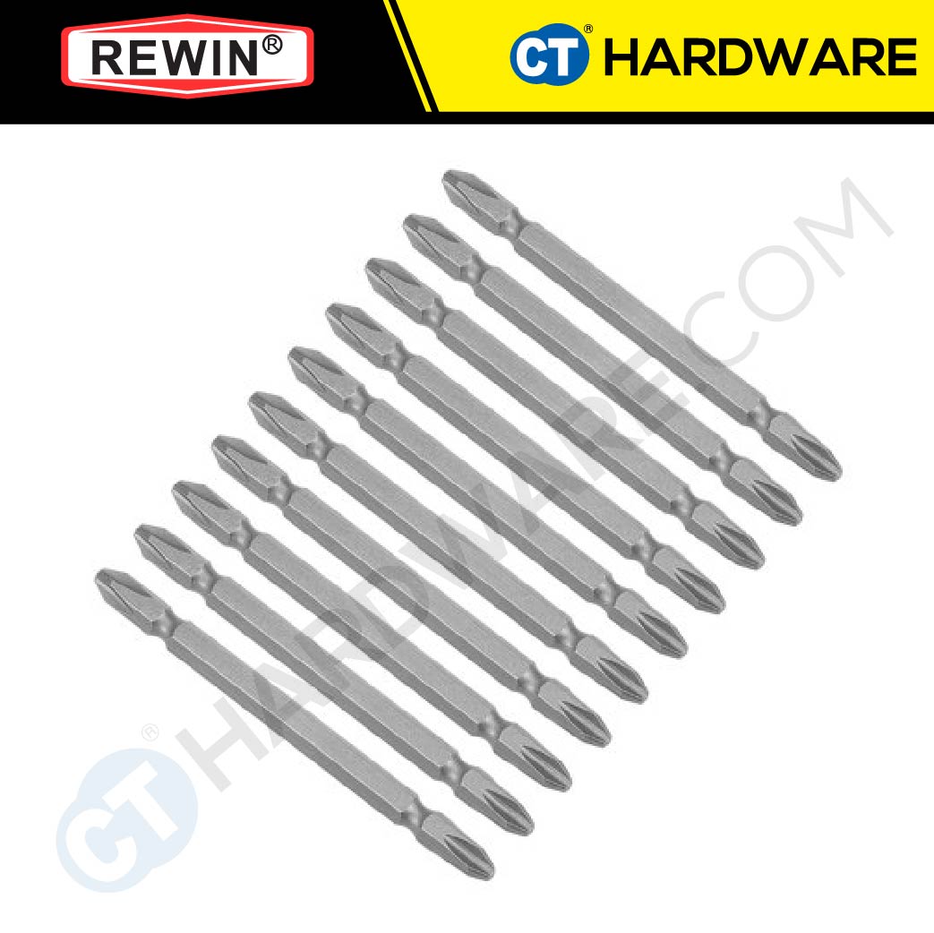 Rewin RZ6100 Double Ended Screwdriver Bits PH2 x 100mm x 6.35mm S2 (10pcs)