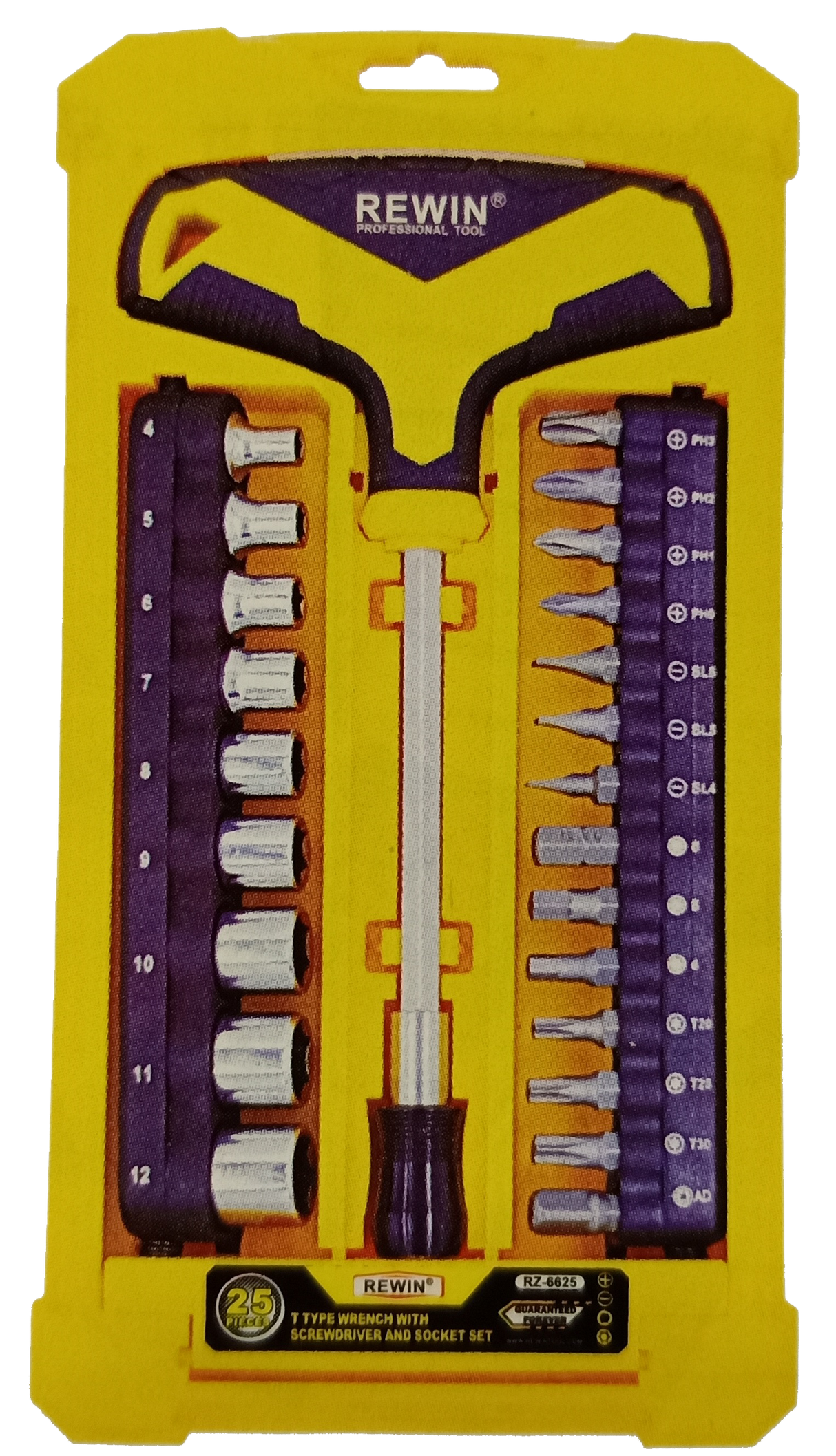 REWIN RZ6625 T Type Wrench with Screwdriver and Socket