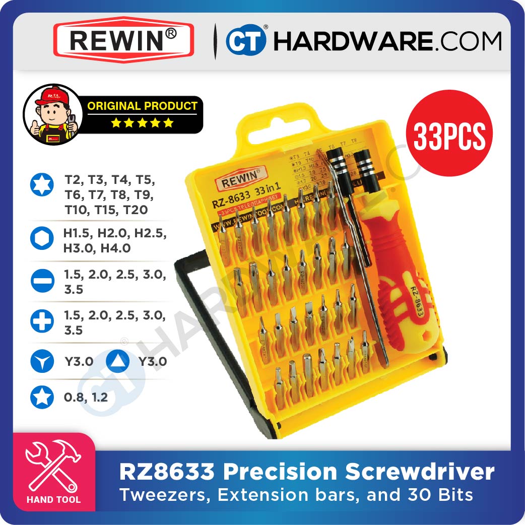 REWIN RZ8633 PRECISION ELECTRIC SCREWDRIVER SET 33PCS ( 55.5 X 34.5 X 36CM )