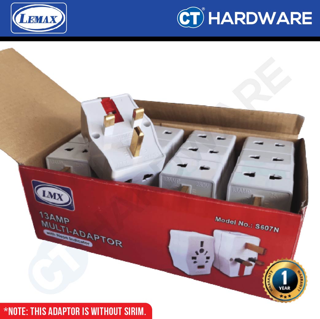 LMX S607N 3-WAY MULTI ADAPTOR WITH NEON 13AMP - 1PC