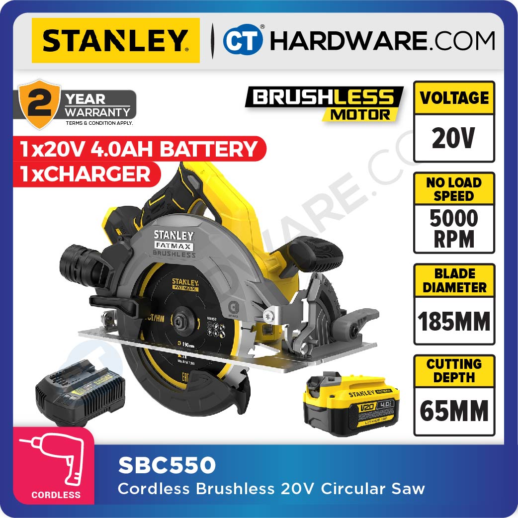 Stanley SBC550 Brushless Circular Saw 20V 185mm with Kit Options