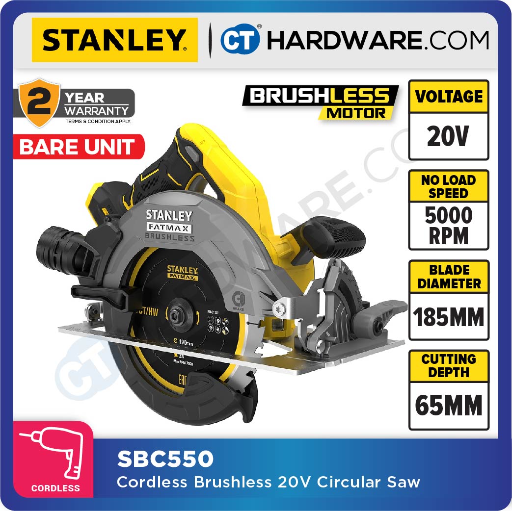 Stanley SBC550 Brushless Circular Saw 20V 185mm with Kit Options