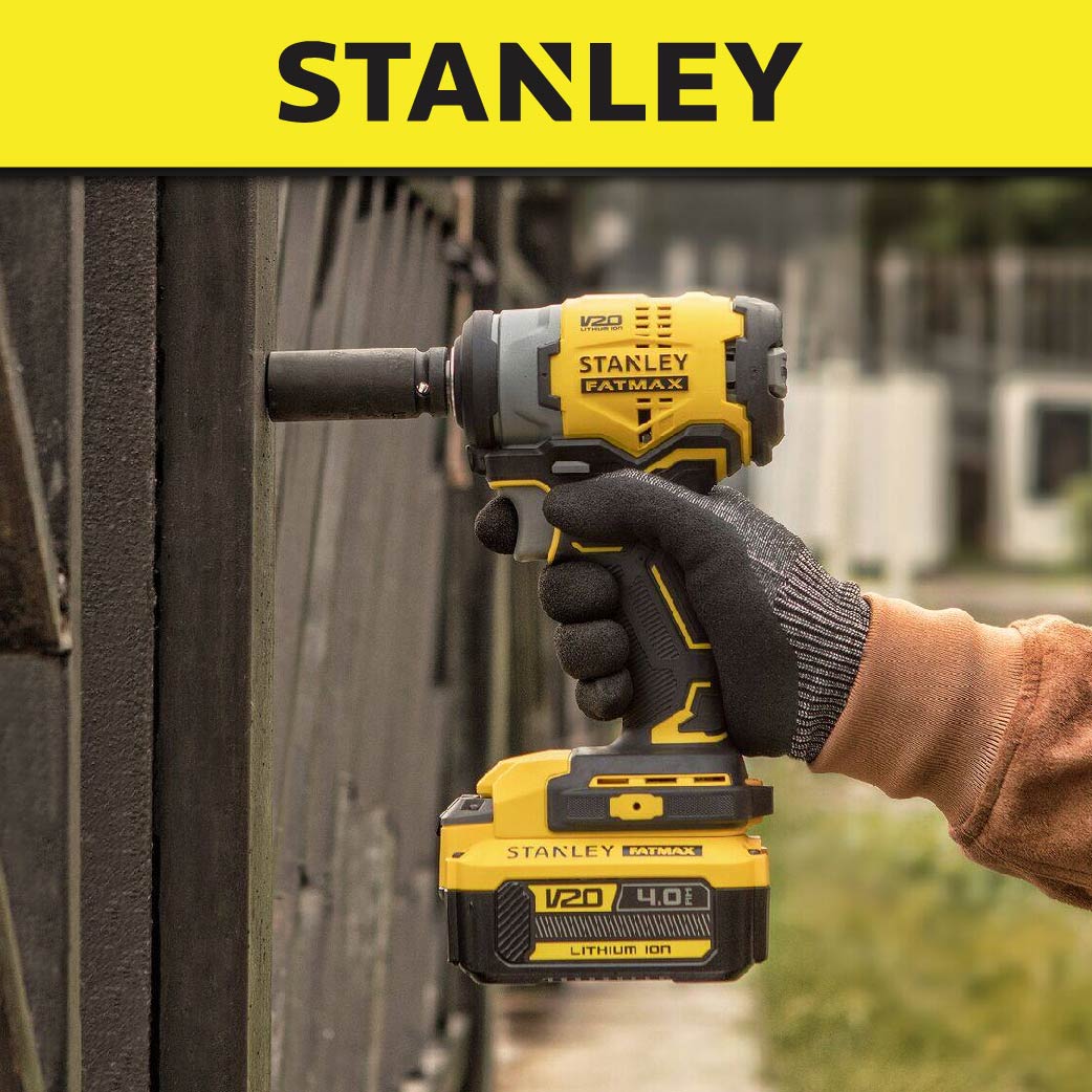 STANLEY SBW910M1K CORDLESS BRUSHLESS IMPACT WRENCH 20V 3100IPM 370NM COME WITH 4.0AH BATTERY & CHARGER (SBW910M1K-B1)