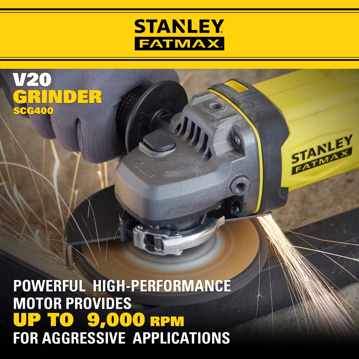 Stanley SCG400 Small Angle Grinder 20V 100/125mm with Kit Options