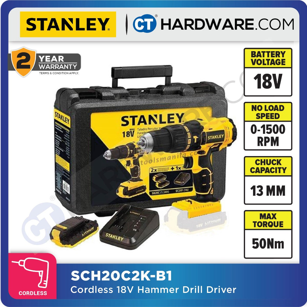 Stanley SCI121S2 Impact Driver 12V 110Nm Incl. 2x 1.5Ah Battery & Charger