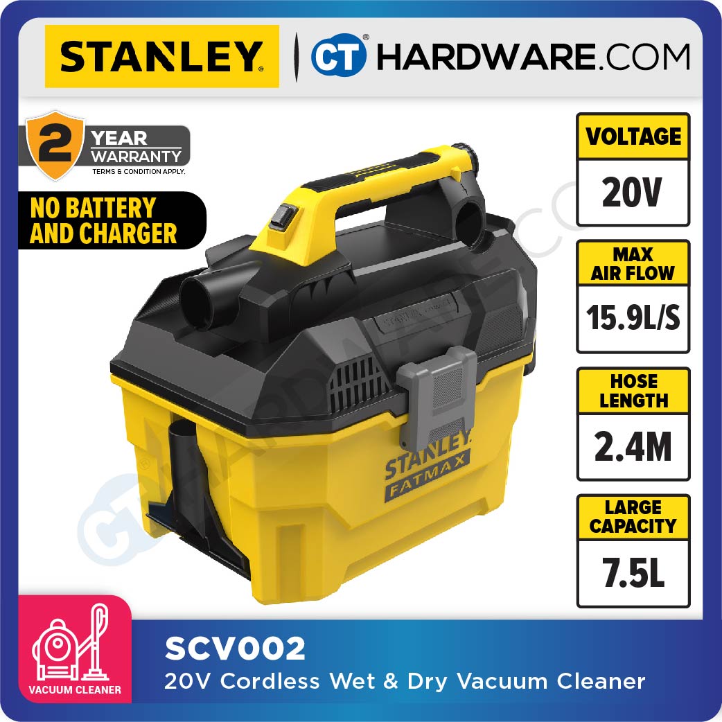 Stanley SCV002-B1 Wet & Dry Vacuum Cleaner 20V 7.5L (Hepa Filter) with Kit Options