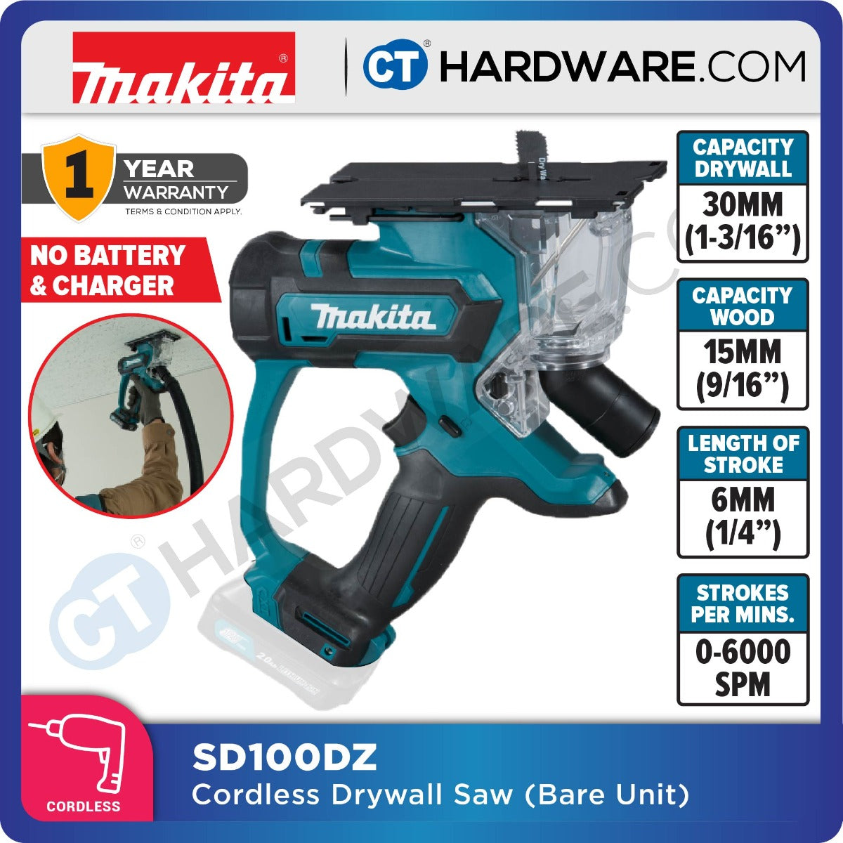 Makita SD100DZ CXT 12Vmax Cordless Drywall Saw (Body Only)