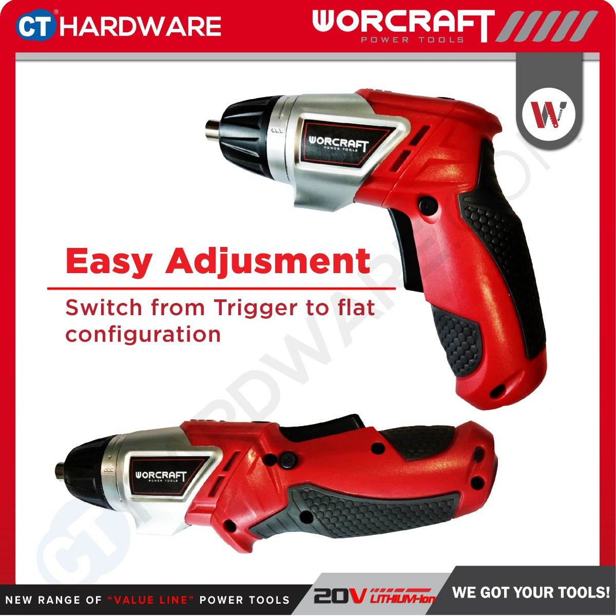 Worcraft SD-3.6LiB 3.6V Cordless Screwdriver 1.3Ah 200RPM with Accessory Set