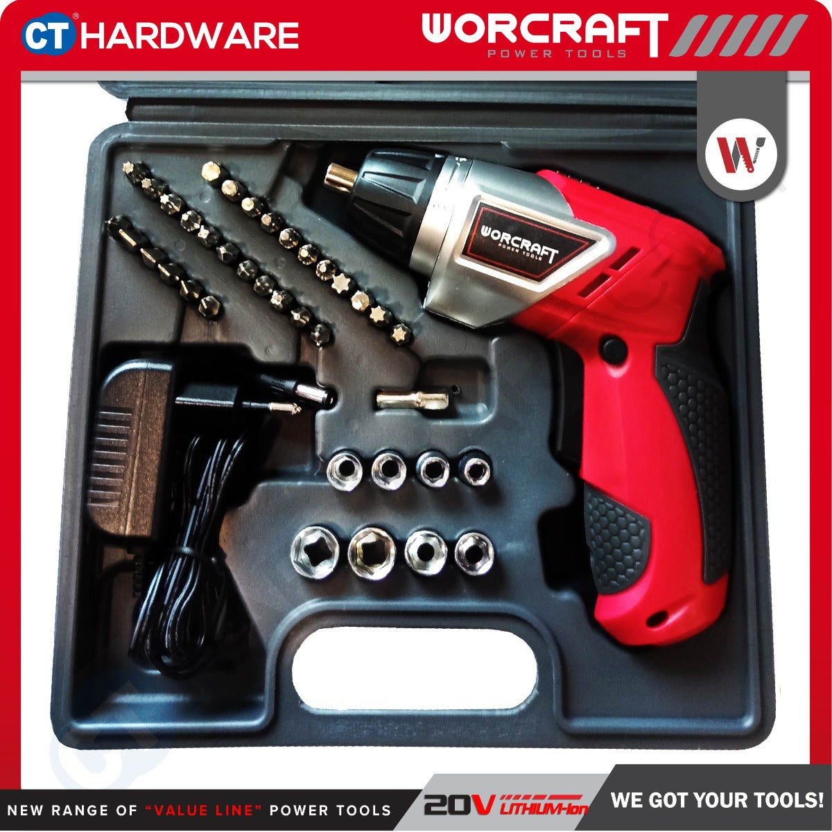Worcraft SD-3.6LiB 3.6V Cordless Screwdriver 1.3Ah 200RPM with Accessory Set