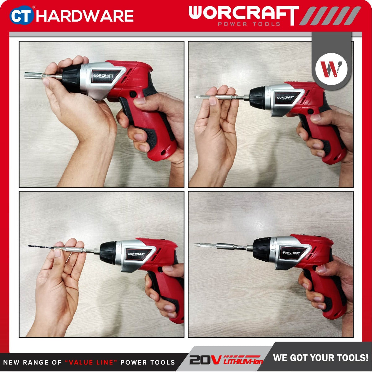 Worcraft SD-3.6LiB 3.6V Cordless Screwdriver 1.3Ah 200RPM with Accessory Set