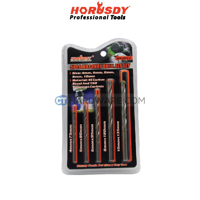 Horusdy SDY20122 Masonry Drill Bit Set 5pcs(4x75mm , 5x90mm,6x95mm ,8x120mm ,10x135mm)