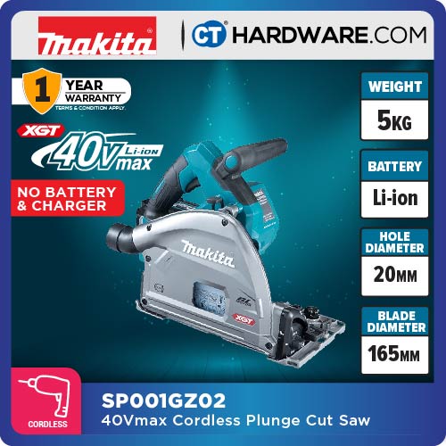 Makita SP001GZ02 XGT 40Vmax Cordless Brushless Plunge Cut Saw 165mm (6-1/2") (Body Only)
