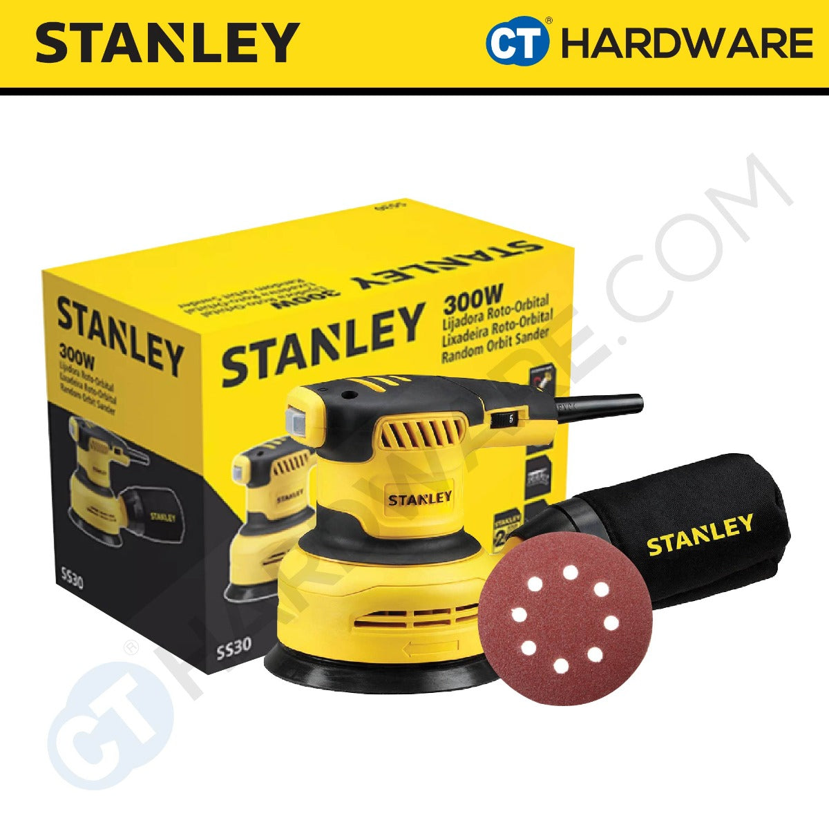 STANLEY SS30 RANDOM ORBITAL SANDER 5" 300W 4000-12000OPM