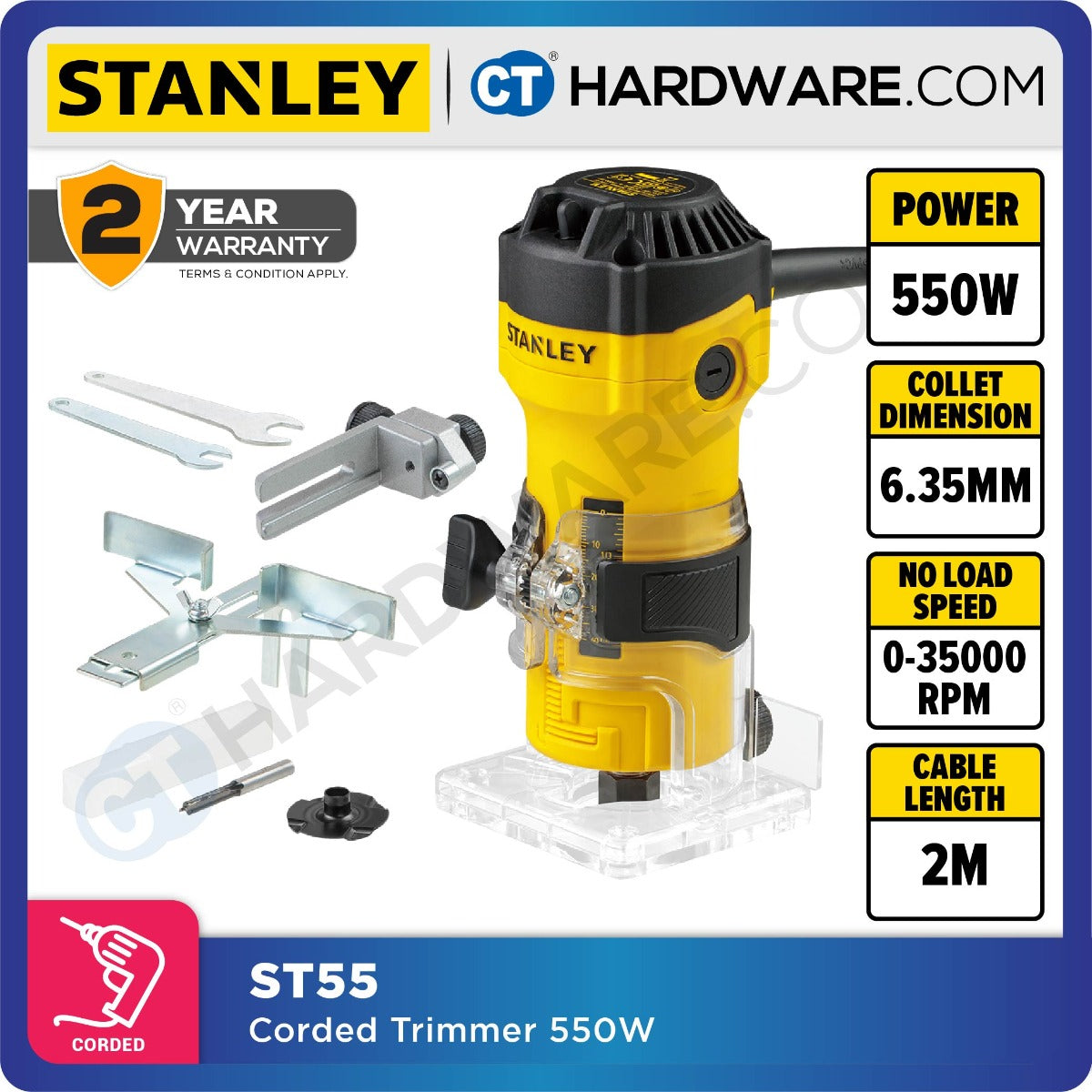 Stanley ST55 Trimmer 550W 1/4" 6/6.35mm