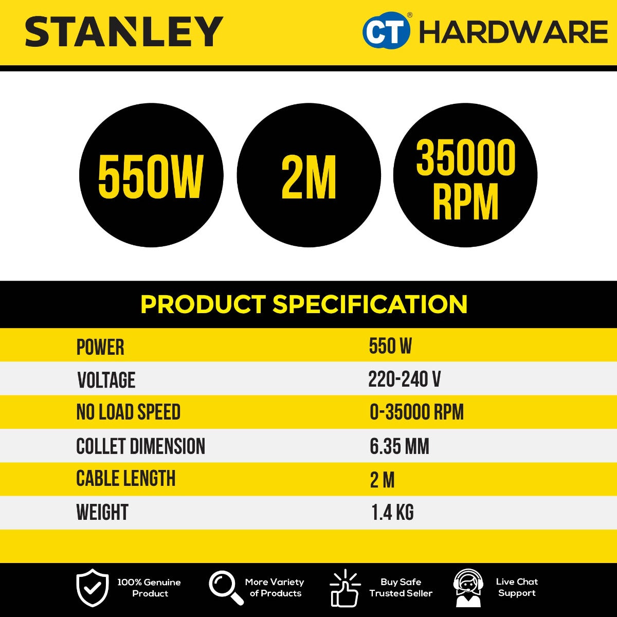 Stanley ST55 Trimmer 550W 1/4" 6/6.35mm
