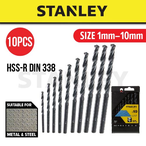 STANLEY STA56030-QZ METAL DRILL BIT SET (10PCS) 1MM - 10MM )