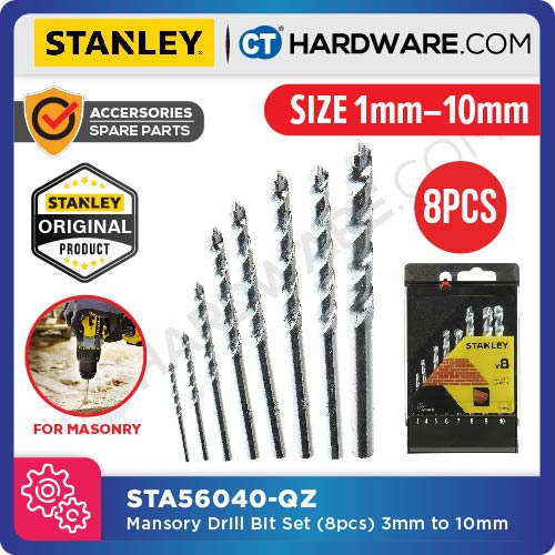 Stanley STA56040-QZ Mansory Drill Bit Set 8 pcs (3mm - 10mm)