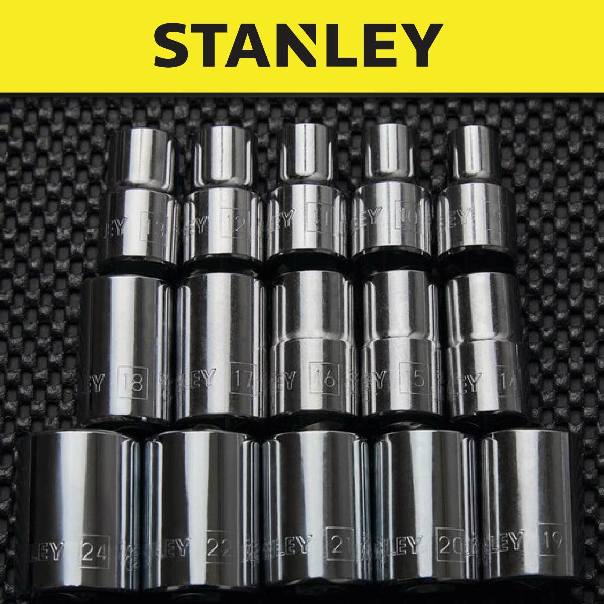 Stanley Standard Socket 1/2"Dr 12PT Metric (Size: 11mm - 24mm) (1 pc)