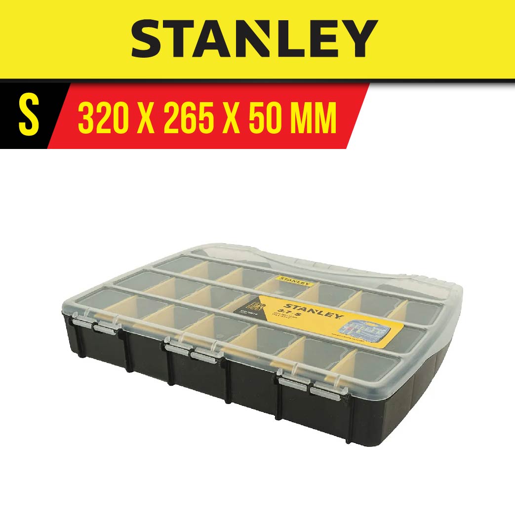 STANLEY STST73822-8 TOOL BOX POLYCARBONATE SMALL ORGANIZER WITH 21 SEPERATOR SLOT & TRANSPARENT LID