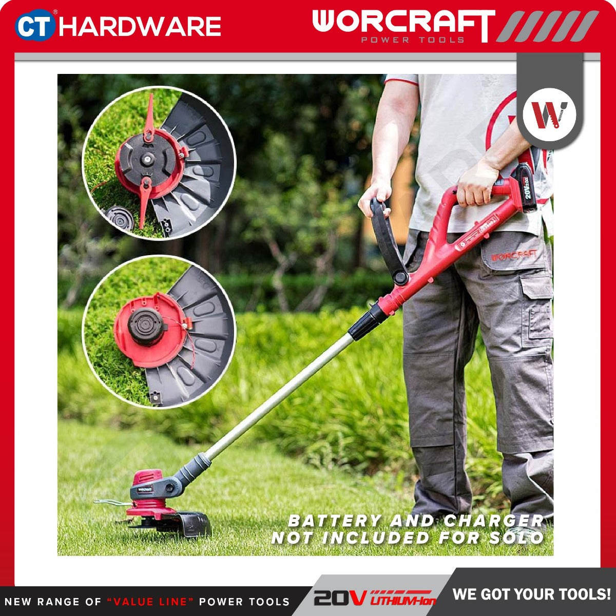 Worcraft CGT-S20LiDB 20V Cordless Grass Trimmer