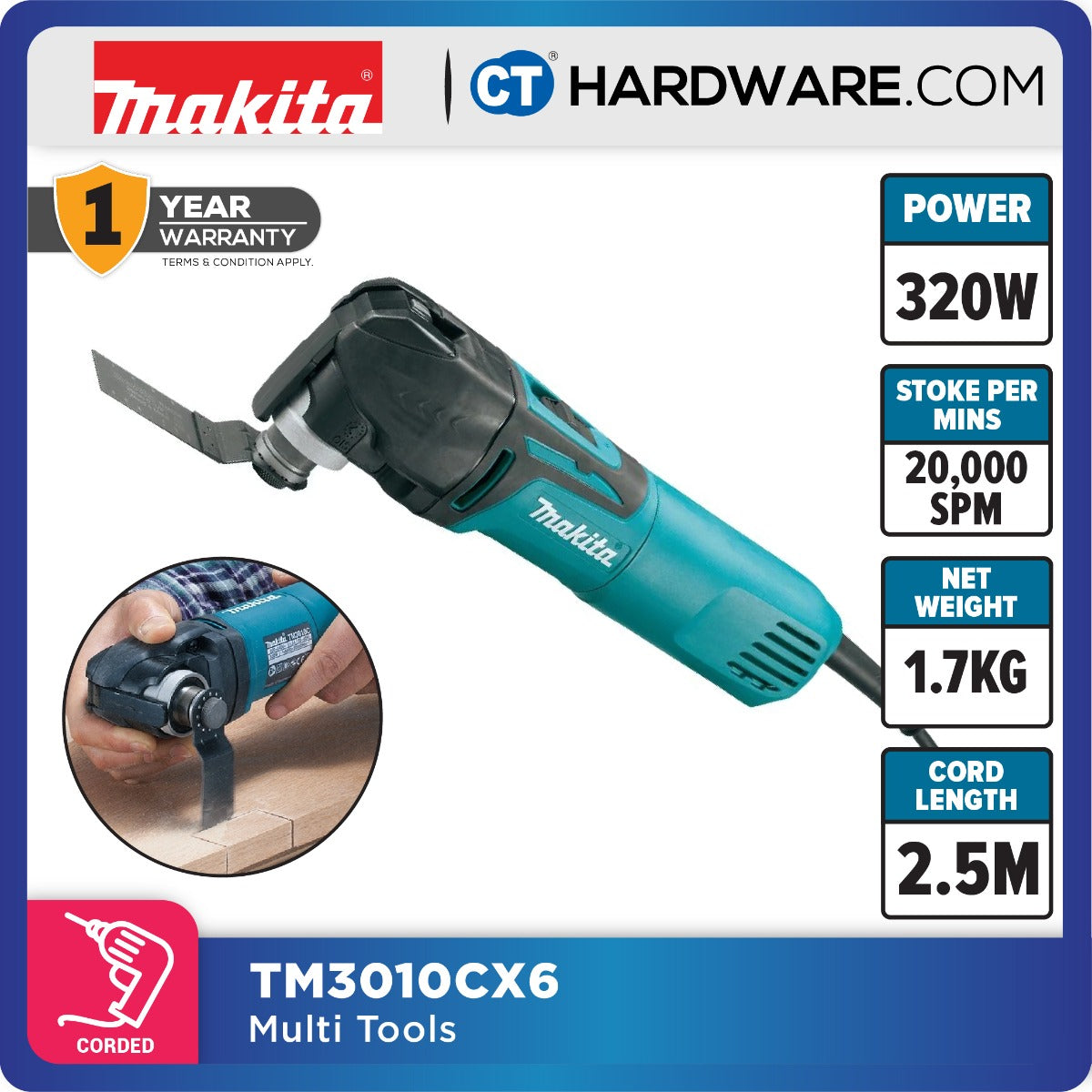 Makita TM3010CX6 Multi Tool 320W