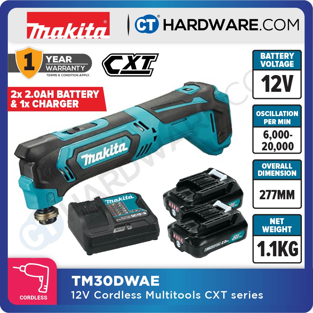 Makita TM30D/ DWAE/ DWAEX1 CXT 12Vmax Cordless Multi Tool (Body Only | 2-Battery)