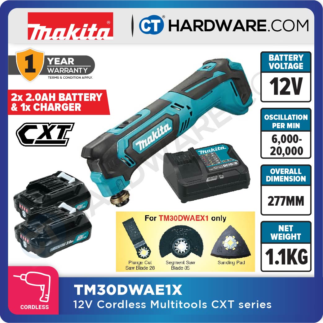Makita TM30D/ DWAE/ DWAEX1 CXT 12Vmax Cordless Multi Tool (Body Only | 2-Battery)