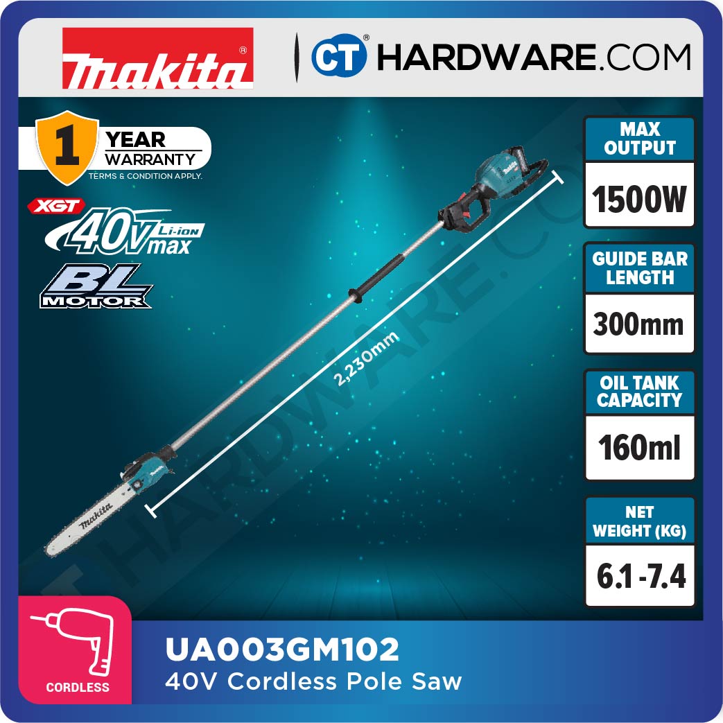 Makita UA003GM102/ GZ01 XGT 40Vmax Cordless Brushless Pole Saw 2230mm (Body Only | 1-Battery)