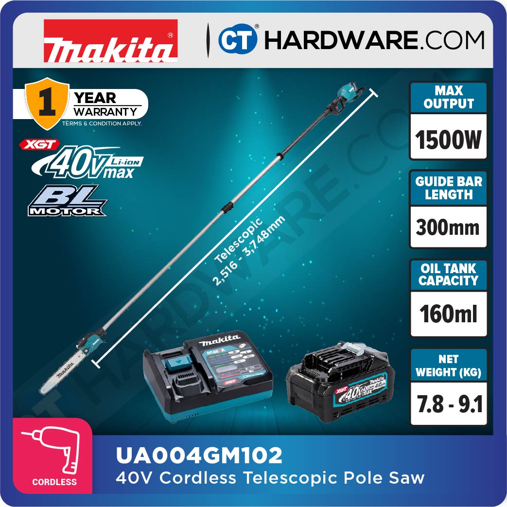 Makita UA004GM102/ GZ01 XGT 40Vmax Cordless Brushless Telescopic Pole Saw 12" (Body Only | 1-Battery)