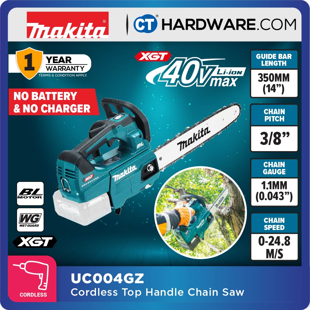 Makita UC004GM101/ GZ XGT 40Vmax Cordless Brushless Chain Saw 14" 350mm (Body Only | 1-Battery)