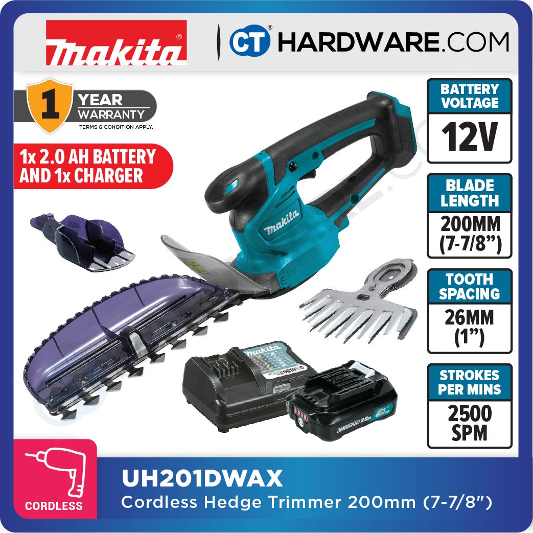 Makita UH201DWAX/ DZ CXT 12Vmax Cordless Hedge Trimmer 200mm (Body Only | 1-Battery)