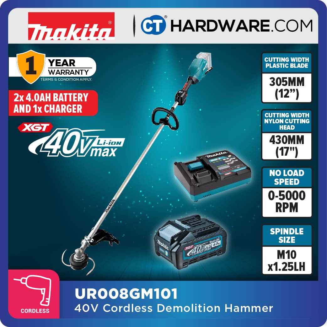 Makita UR008GM101 / GZ01 XGT 40Vmax Cordless Brushless Grass Trimmer 3-Speed (Body Only | 1-Battery)