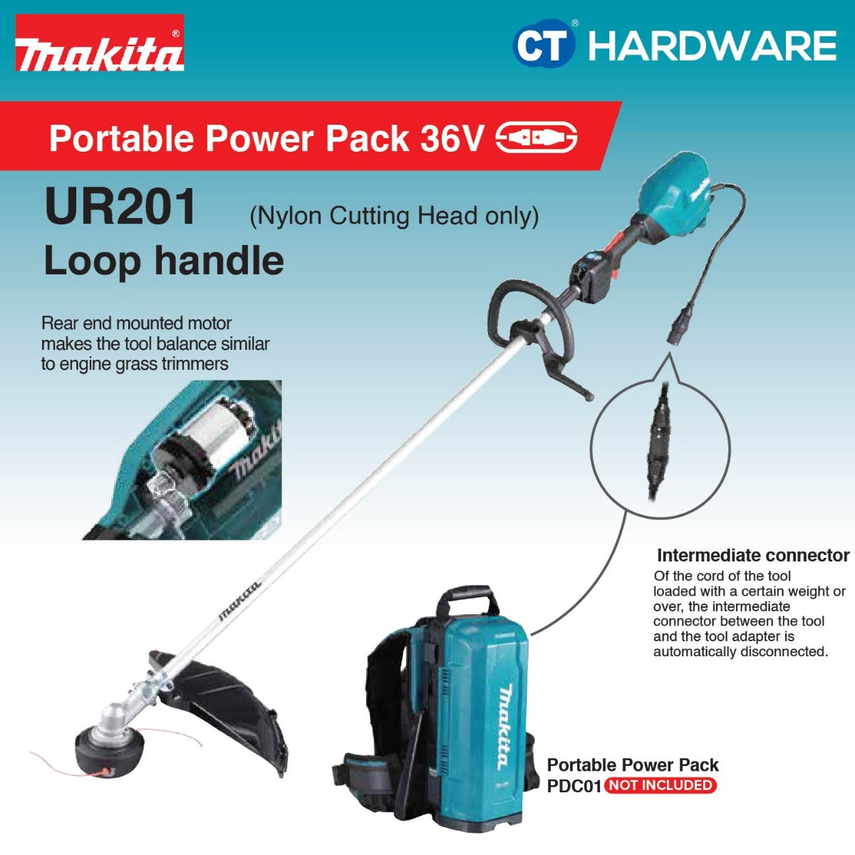 Makita UR201CZ LXT 18Vx2 Cordless Brushless Grass Trimmer 3-Speed (Body Only)