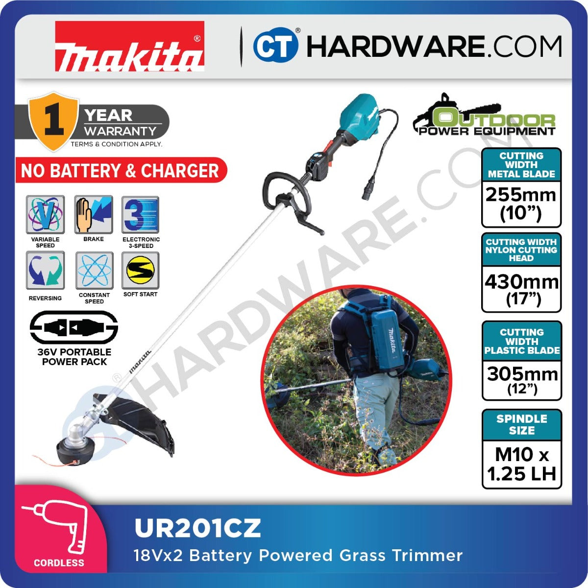 Makita UR201CZ LXT 18Vx2 Cordless Brushless Grass Trimmer 3-Speed (Body Only)