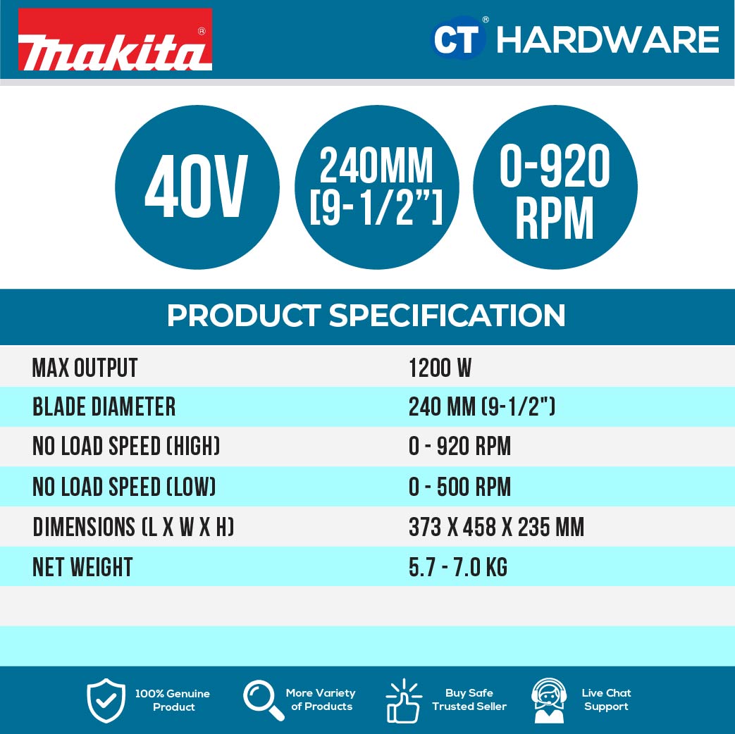 Makita UT001GZ XGT 40Vmax Cordless Brushless Mixer 240mm (Body Only)