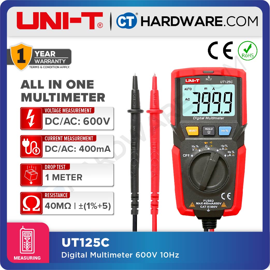 UNI-T UT125C DIGITAL MULTIMETER 600V 10HZ