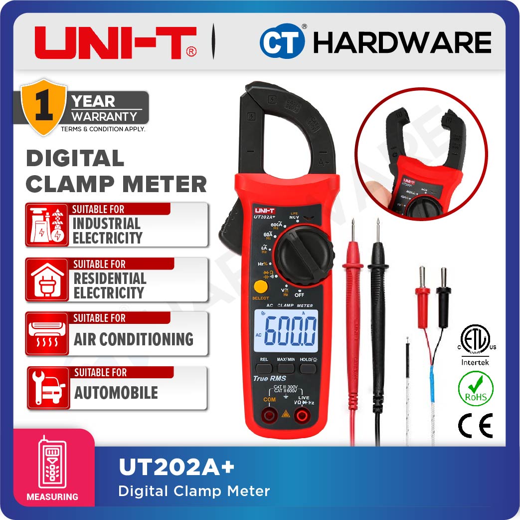 Uni-T UT202A+ Digital Clamp Multimeters with Capacitor 600V 600AC Electricity Measure