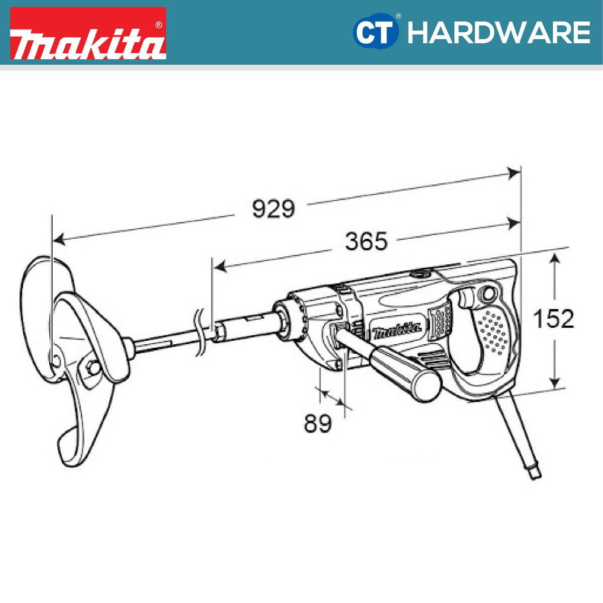 Makita UT2204 Mixer 850W C/W Mixer Blade 220mm